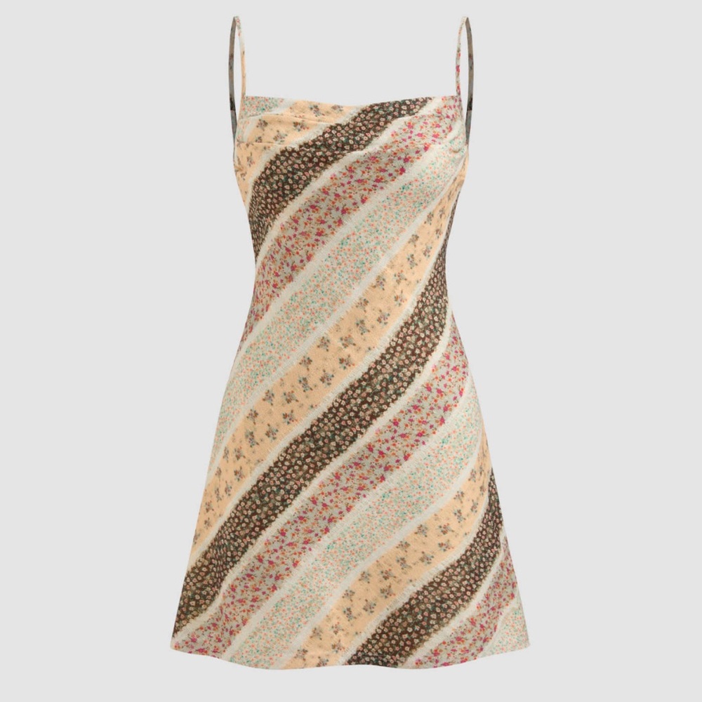 Cider Square Neck Floral Colorblock Mini Dress Patchwork Lace Fall Size XS